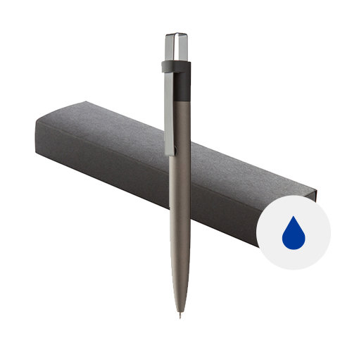 Penna a sfera in alluminio in confezione regalo nera refill blu