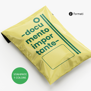 Buste in plastica per spedizioni colore giallo stampate 1 colore a scelta sul fronte