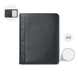 Cartella portadocumenti in cuoio con chiusura a zip e Block Notes in A4