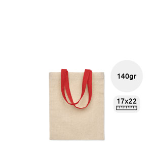 Shopper in cotone con manici corti e colorati da 140gr 17x22cm