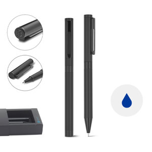 Set con penna roller e penna a sfera in metallo nero opaco refill blu