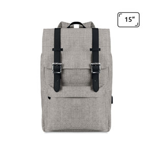 Zaino porta pc da 15'' in poliestere 600D con chiusura a calamita e cavo per ricarica USB