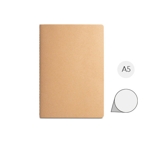 Block notes A5 con copertina in cartoncino 250gr a 80 pagine lisce in carta riciclata