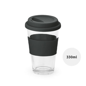 Bicchiere da viaggio in vetro con impugnatura in silicone da 330ml