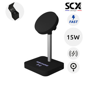 Supporto con caricatore wireless magnetico per smartphone e cuffie da 15W  5W a marchio SCX design e personalizzazione con logo luminoso