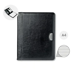 Cartella portadocumenti in formato A4 con finiture in metallo e blocco appunti