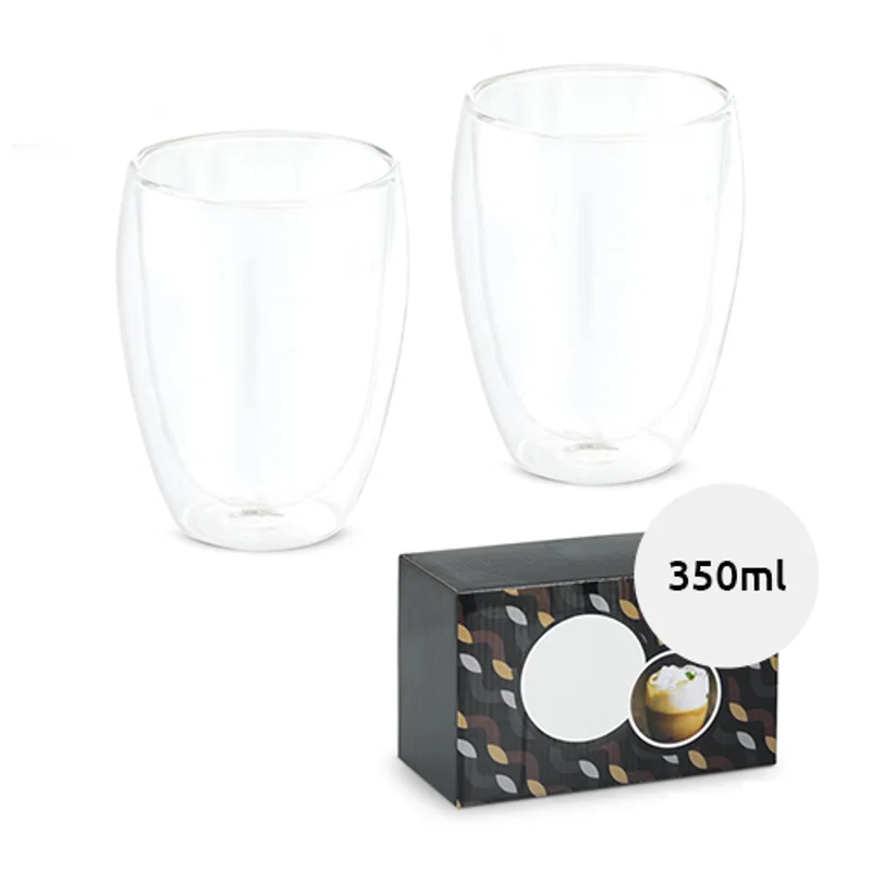 Set di 2 tazze in vetro da 350ml in scatola regalo