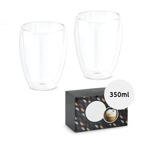 Set di 2 tazze in vetro da 350ml in scatola regalo
