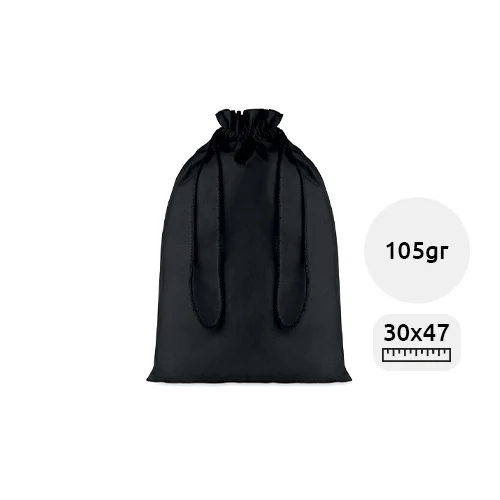 Sacca Grande nera in cotone con chiusura a coulisse da 105gr 30X47cm