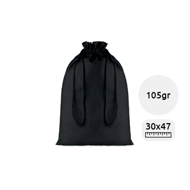 Sacca Grande nera in cotone con chiusura a coulisse da 105gr 30X47cm