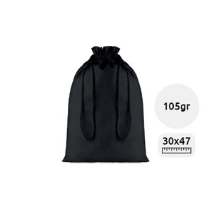 Sacca Grande nera in cotone con chiusura a coulisse da 105gr 30X47cm