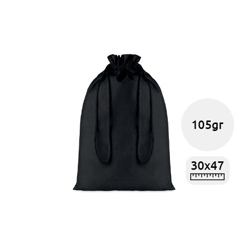 Sacca Grande nera in cotone con chiusura a coulisse da 105gr 30X47cm