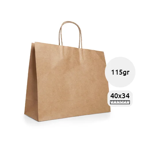Shopper in carta kraft in color avana formato grande da 115gr 40x34x11cm