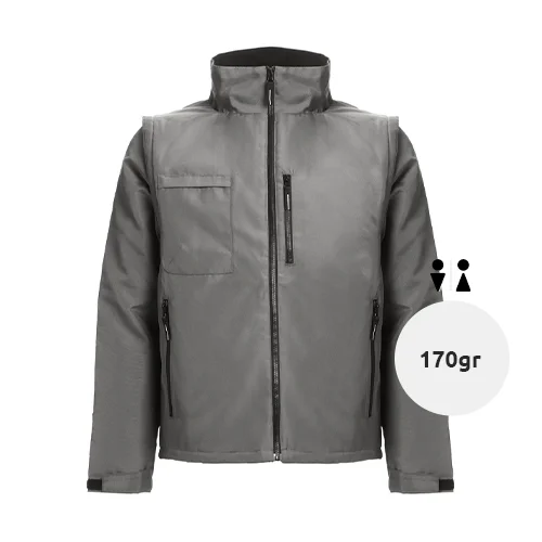 Giacca da lavoro unisex colori assortiti imbottita con maniche rimovibili in poliestere 170gr