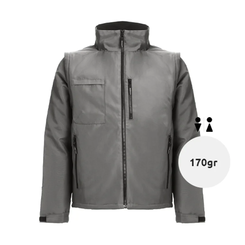 Giacca da lavoro unisex colori assortiti imbottita con maniche rimovibili in poliestere 170gr