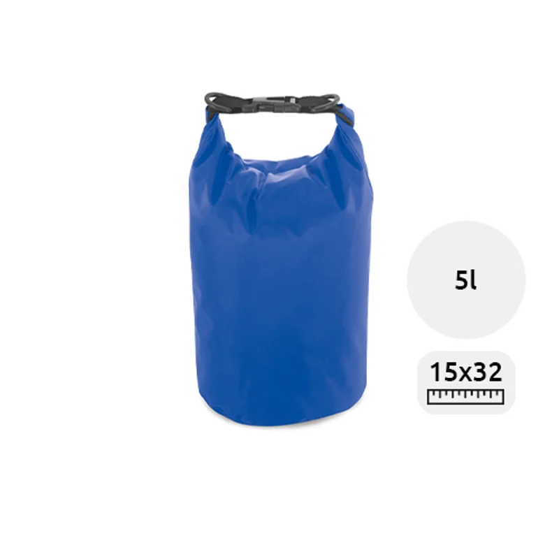 Sacca impermeabile con chiusura a scatto e tracolla regolabile diametro 15cm per altezza 32cm