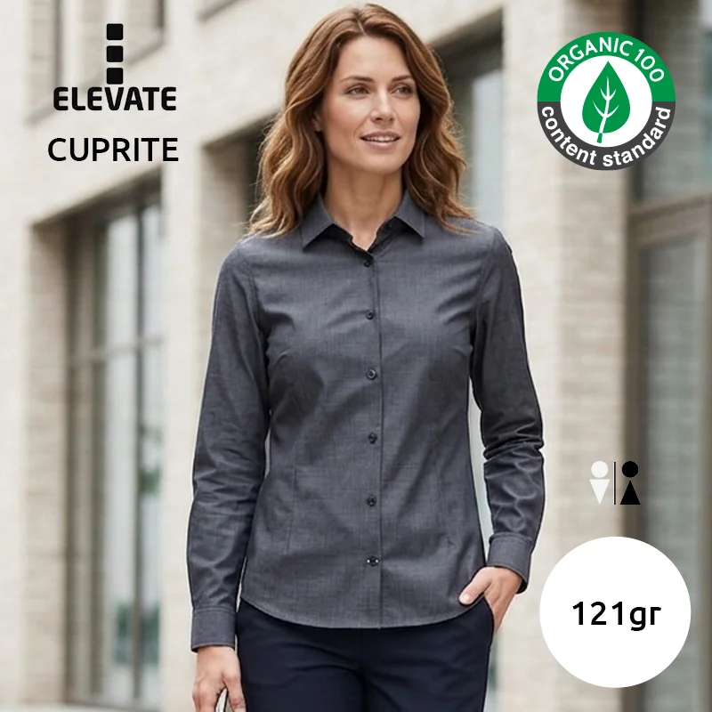 Camicia ELEVATE CUPRITE da donna a maniche lunghe in cotone biologico popeline da 121gr