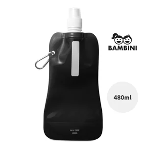 Borraccia pieghevole antigoccia in PET con moschettone in alluminio 480ml