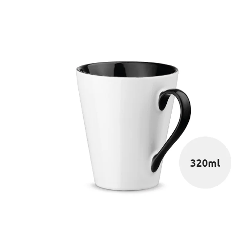 Tazza in ceramica bianca con parete interna colorata 320ml