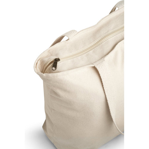 Borsa in cotone 100% a soffietto con chiusura a zip e taschino interno da 280gr 48x40x15cm