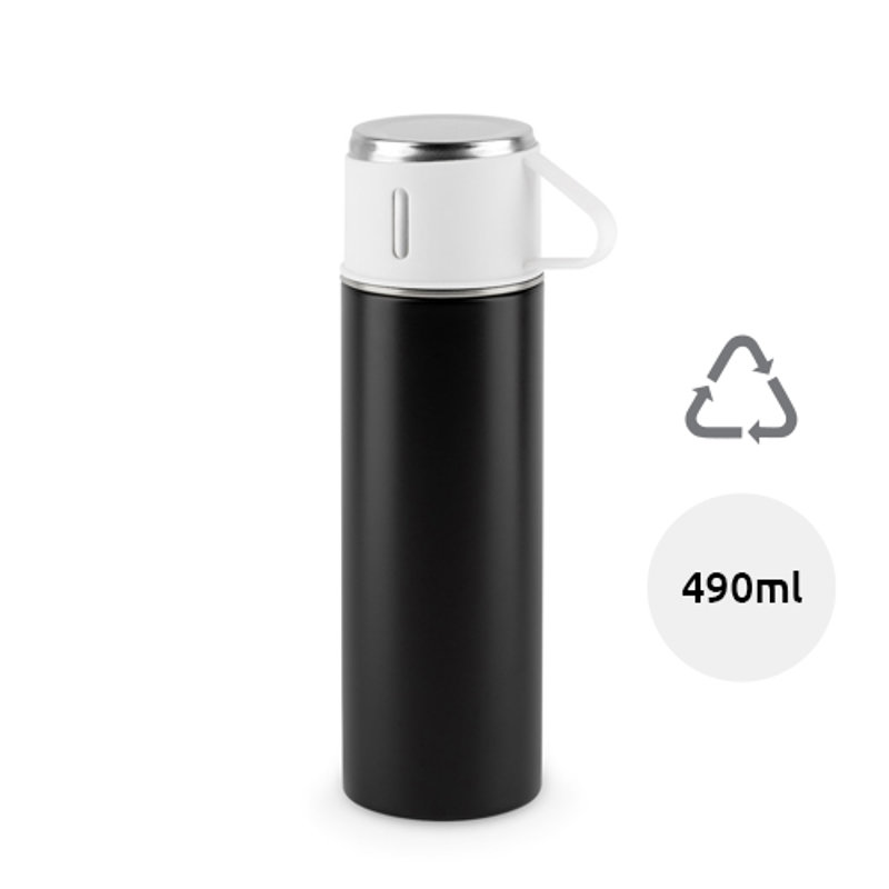 Borraccia termica in acciaio inox riciclato con tappo tazza finitura opaca 490ml