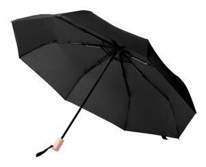 Ombrello pieghevole antivento in RPET con manico in legno e apertura manuale ø950mm