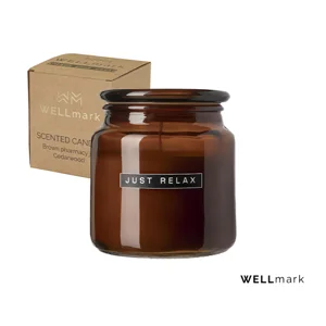 Candela a marchio Wellmark profumata con fragranza legno di cedro da 650gr