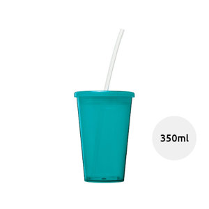 Bicchiere a doppia parete con cannuccia da 350 ml