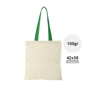 Shopper in cotone con manici lunghi colorati da 100gr 38x42cm
