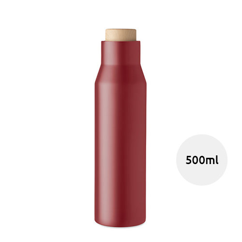Borraccia doppia parete in acciaio inossidabile con tappo antigoccia in bambù 500ml
