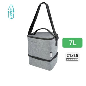 Borsa termica portapranzo a doppio scomparto in RPET da 7L per 9 lattine 21.5x17.5x25.5cm