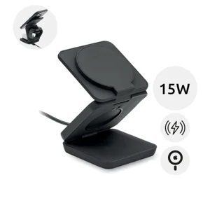 Caricatore magnetico pieghevole 3 in 1 in ABS riciclato e gommato da 15W