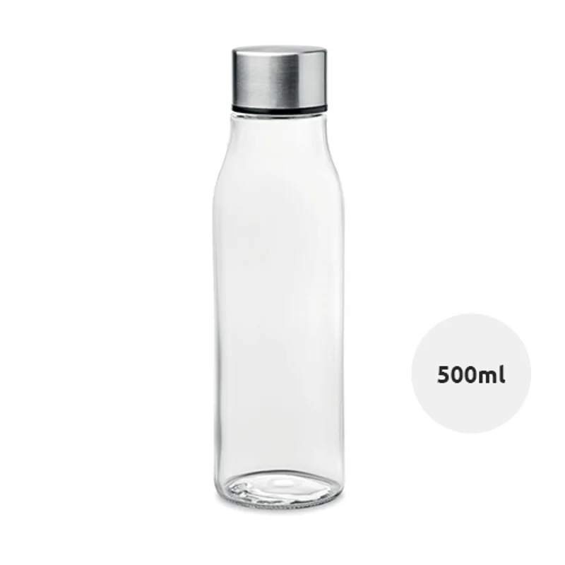 Borraccia in vetro da 500ml con coperchio in alluminio