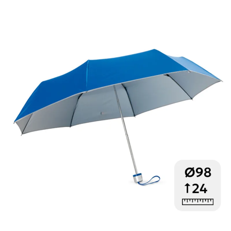 Ombrello pieghevole manuale 21” con interno e dettagli color argento
