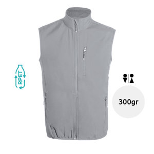 Gilet unisex softshell in RPET traspirante impermeabile e antivento con zip e tasche sul petto e laterali 300gr