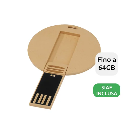 Chiavetta USB rotonda con scocca biodegradabile da 1GB a 64GB