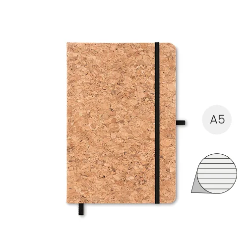 Block notes A5 con copertina in sughero e fogli a righe