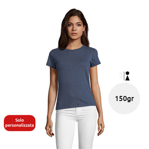 T-shirt da donna colori assortiti a girocollo taglio aderente 100% cotone 150gr