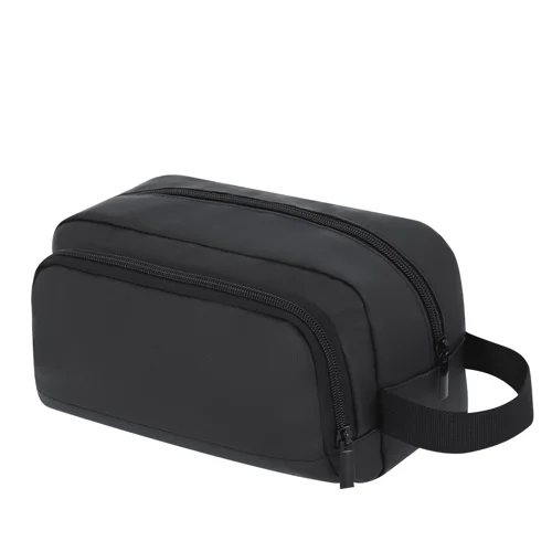 Beauty Case in morbido PU con chiusure a zip e tiranti metallici