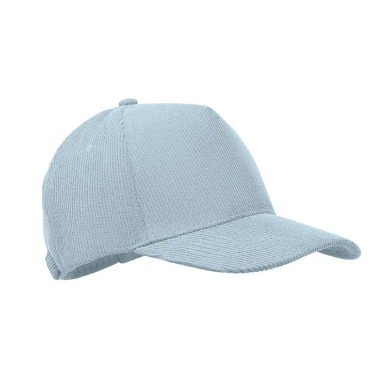 Cappellino con visiera in velluto a coste di poliestere a 5 pannelli con fibbia in metallo 220gr