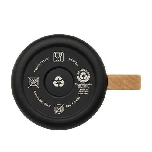 Tazza in acciaio inox riciclato certificato con manico in legno di faggio e isolamento sottovuoto in rame da 360ml