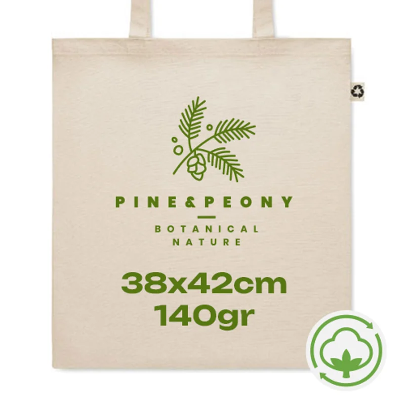 Shopper in cotone riciclato con manici lunghi da 140gr 38X42cm
