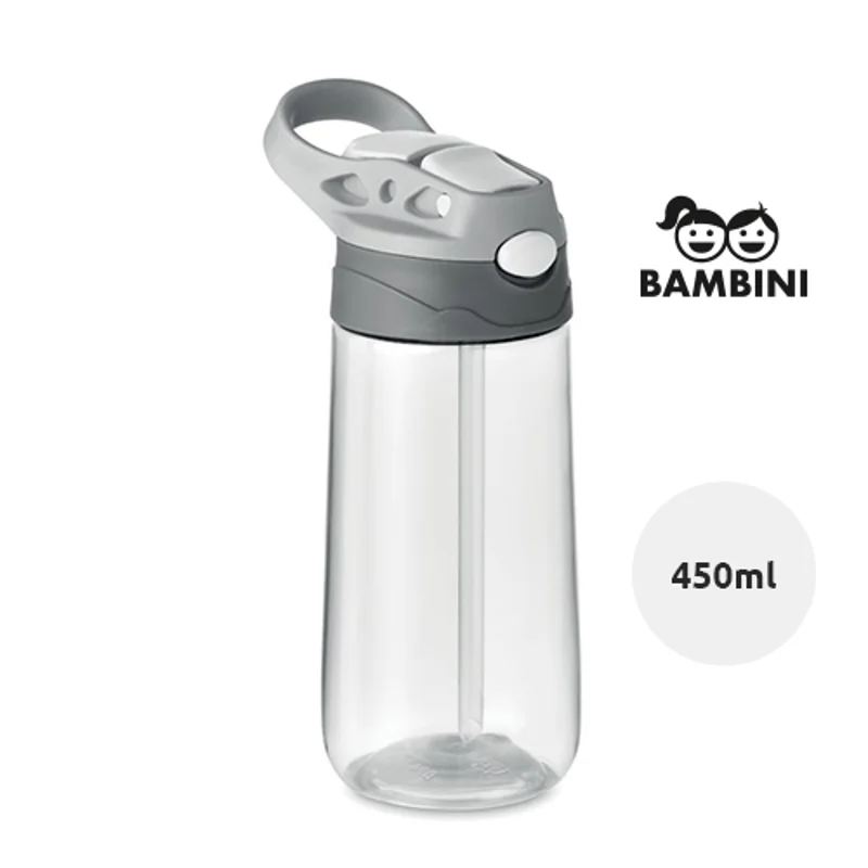 Borraccia in tritan antigoccia con beccuccio in silicone sul tappo 450ml