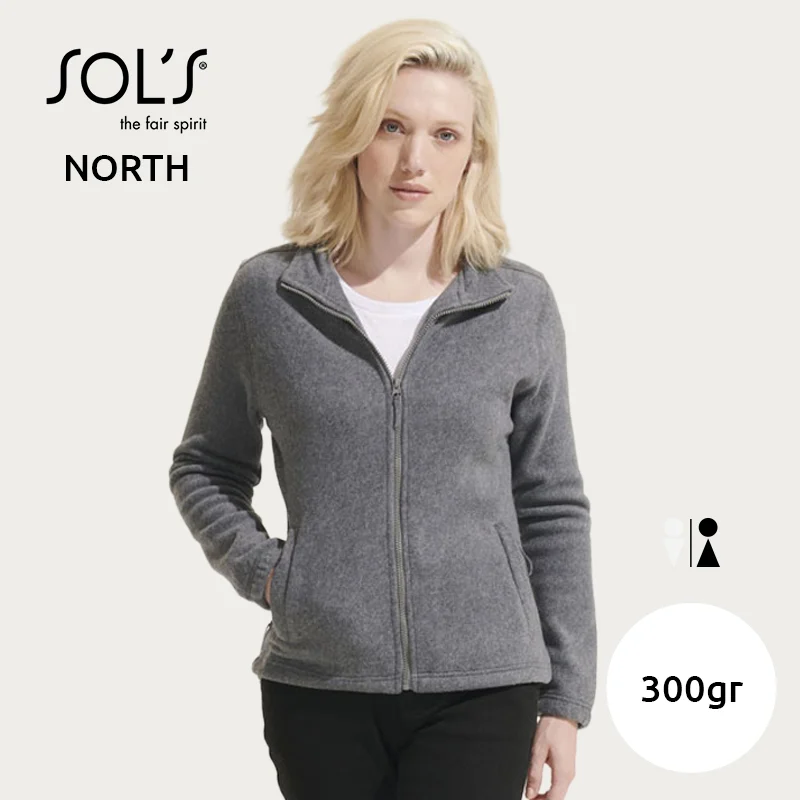 Felpa/Giacca SOL'S NORTH da donna in pile poliestere con zip e due tasche a chiusura zip 300gr