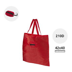 Shopper pieghevole in poliestere con portachiavi e chiusura a zip da 210D 40x42cm