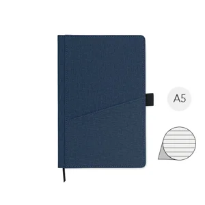 Block notes A5 con copertina rigida in PU e tasca frontale pagine a righe in carta riciclata 