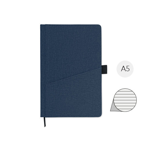 Block notes A5 con copertina rigida in PU e tasca frontale pagine a righe in carta riciclata 