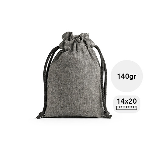 Sacca in cotone riciclato 140gr ideale come busta regalo 14x20cm