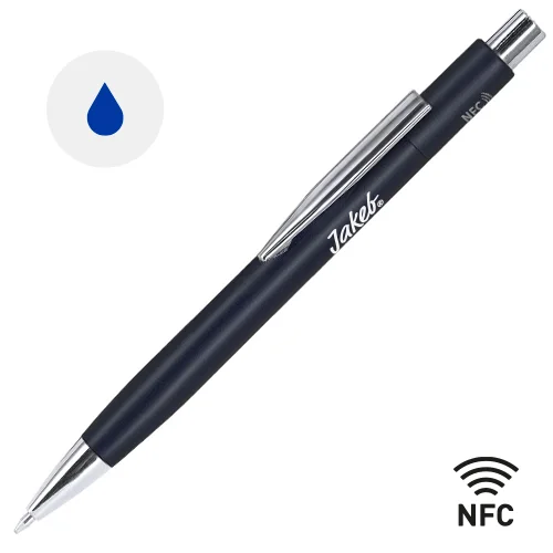 Penna a sfera in alluminio con tag NFC e refill blu