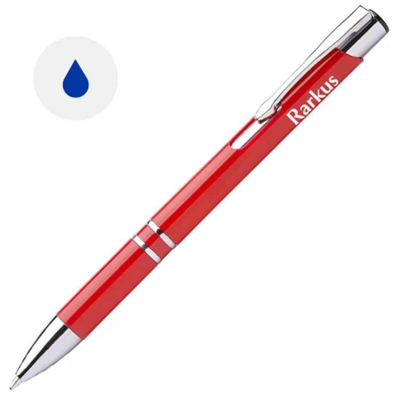 Penna a sfera in plastica con clip e puntale cromato refill blu